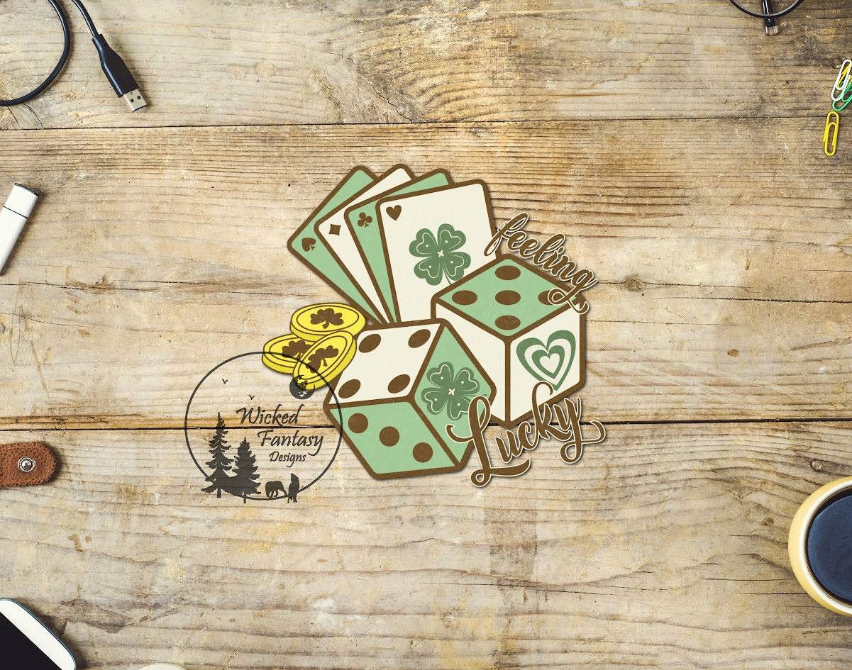 UVDTF Decal Feeling Lucky Dice Cards Coins 1pc