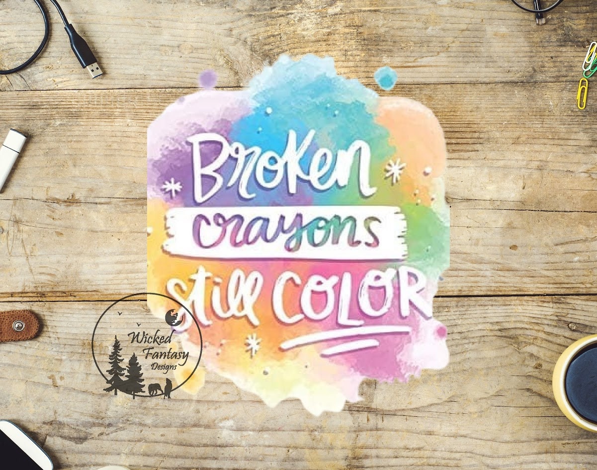 UVDTF Decal Broken Crayons Still Color Pastel Colors 1pc