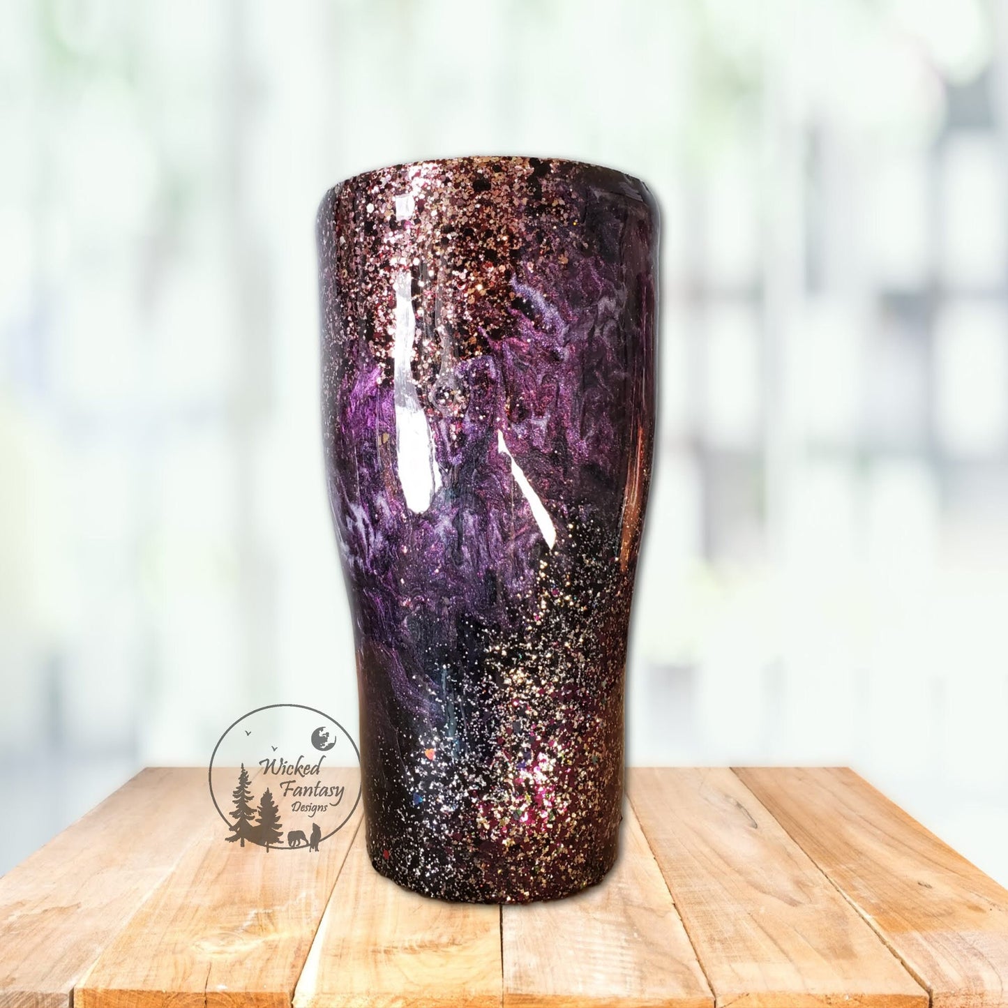 Mauve Silver Black Glitter Swirls Epoxy Tumbler Boogie Stinger Mica Swirl Multiple Sizes