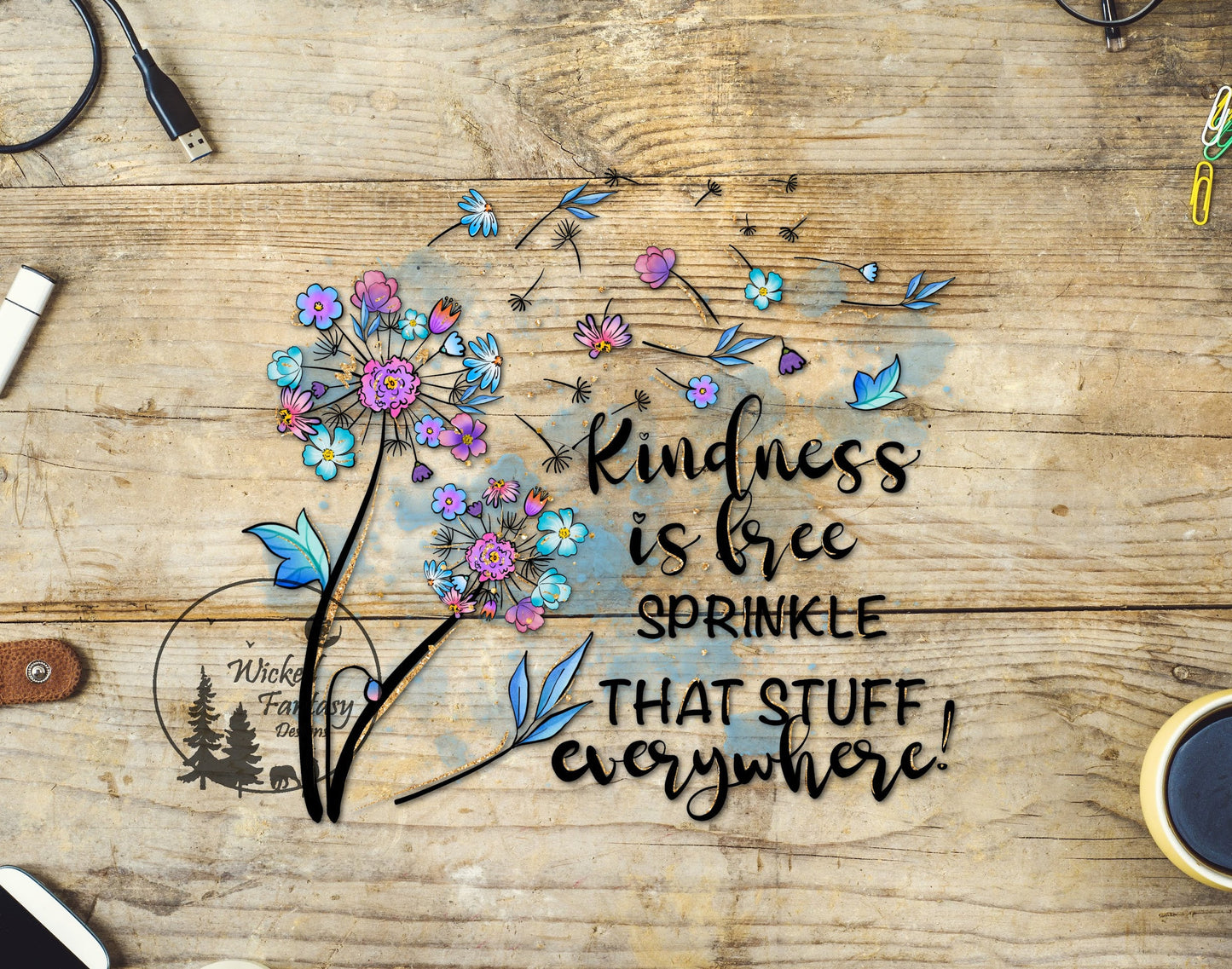 UVDTF Decal Kindness is Free Sprinkle that Stuff Everywhere Transparent Background Sticker 1pc
